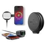 Native Union Voyage 2-in-1 Magnetic Wireless Charger – Foldable Travel Charging Station for iPhone Air, 17, AirPod, Apple Watch & More – Qi2 Certified & MagSafe Compatible up to 15W (Black)