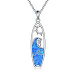 YONFQE Surfboard Necklace Opal Sterling Silver Surfer Pendant Surfing Gift Ocean Wave Jewelry for Women Girls Teens