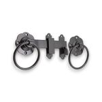 Quality Metal Ring Gate Latch Set Large Black Door Garden Catch Screws