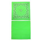 CTM Cotton Solid and Paisley Print Neon Bandana Kit (Pack of 2), Neon Green