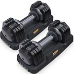 THERUN 49KG Pair Adjustable Dumbbells, 24.5KG 5-in-1 Dumbbell Set for Men and Women with Anti-Slip Fast Adjust Turning Handle for Full Body Workout Fitness, Black