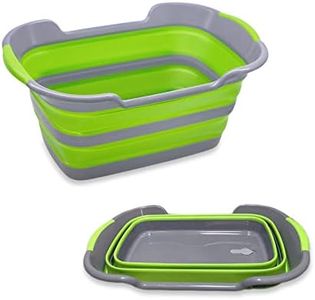 Goderewild Multipurpose Collapsible Pet Bathtub with Drainage Hole for Puppy Small Dogs Cats, Portable Laundry Basket-Foldable Bathing Tub-Storage Organizer, 7.1 Gal/27L (Green,1)