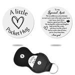 Aunt Christmas Birthday Gifts from Niece To My Special Aunt Pocket Hug Token Long Distance Relationship Gifts for Women Girls Auntie Aunty Token Gifts with Leather Keychain