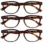 UV Reader Brown Tortoiseshell Reading Glasses Value 3 Pack Designer Style Mens Womens Spring Hinges UVR3PK014 +2.00