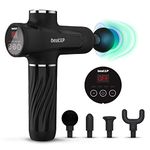 beatXP Bolt Go Massage Gun |Body Massager |Touch Display- Percussion Gun Back Massager for Men & Women with 4 Attachments (4000mAh Battery) & Deep Tissue Massager Machine For Pain Relief (Jade Black)