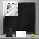 Blackout Blinds 300x145 cm, 100% Blackout Material Blackout Blinds Stick On Window Portable Blackout Shades Film for Bedroom Nursery Hotels Travel RV Car,No Drill (Black, 300 x 145 cm)