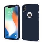 Pikkme Back Cover | Full Camera Protection | Raised Edges | Super Soft Silicone | Bumper Case for iPhone X/Xs (Dark Blue)