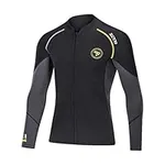 Wetsuit Top Men's 1.5mm Neoprene Wetsuits Jacket,Front Zipper Long Sleeves Diving Suit for Swimming,Snorkeling,Scuba Diving,Surfing (Black, Large)