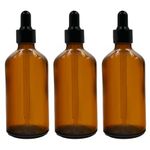 Happy Packaging 100ML Amber Round Empty Glass Bottle | Glass Dropper | Black Smooth Sleeve | Silcon Black Teat | Refillable | Leak Proof For Essential Oils | DIY serums | DIY Perfumes Pack (3)