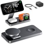EXW Wireless Charging Station for Apple, Compatible with MagSafe Charger Stand,Foldable Travel Bedside Fast Qi Magnetic Wireless Charger for iPhone 17 Air 16 15 14 13 12 Series,Airpods Pro,Apple Watch