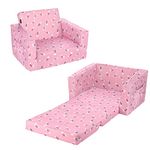 MallBest Kids Sofas Children's Sofa Bed Baby's Upholstered Couch Sleepover Chair Flipout Open Sofa (Pink/Rainbow)