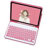 Disonbeir Cute Color Keyboard Case for iPad 6th 5th Generation iPad Air 2 Pro 9.7 inch - Protective Case with Pencil Holder and Wireless Magnetically Detachable Keyboard (DarkPink)