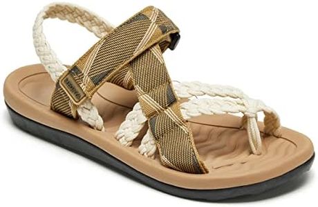 MEGNYA Comfortable Womens Hiking Sandals, Flip Flop Walking Sandals with Arch Support, Athletic Sandals with Hook and Loop Straps for Beach Vacation Adventure, W18-beige Brown, 8