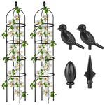 2 Pcs Garden Obelisk Trellis for Climbing Plants Outdoor 6 Ft Rose Bush Round Trellis for Pots Rustproof Metal Plant Flower Trellises for Clematis Vine Jasmine Support Outdoor Indoor