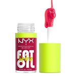 NYX Professional Makeup Lip Gloss, High Shine, Non-Sticky FInish, 12 Hours Hydrating, Fat Applicator, With Squalane, Raspberry and Cloudberry Oils, Fat Oil Lip Drip, Shade: NEWSFEED (Cherry pink)