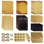 Dxhycc Vintage Stationary Paper and Envelopes Set, Aged Paper Writing Paper Stationery Set, 28 Sheets of Vintage Letter Papers, 14 Envelopes, 6 Hemp Ropes, 6 Retro Keys, 18 Sealing Stickers