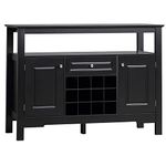 HOMCOM Sideboard Buffet Credenza Storage Cabinet with Drawer and Removable Wine Rack, Black