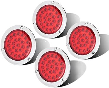 LIMICAR Round LED Tail Light, 4 Inch LED Trailer Lights, Brake Stop Turn Signal Running Trailer Brake Lights w/Chrome Bezels for Truck Trailer RV Jeep UTE UTV