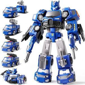 MEWOCHEE Transform Toys for Boys 4-6 5-8, 5 in 1 DIY Assembly Magnetic Robot Boy Toys 5 6 7 8 Year Old, Stem Toys Age 5-7 6-8, Construction Trucks for Kids, for 3 4 5 Year Old Boys