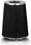 BLACK 4" 102 mm Inlet Truck Cold Air Intake Cone Replacement Performance Washable Clamp-On Dry Air Filter (8" Tall)