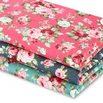 3 Pieces 3 Yards 62 Inch Wide Vintage Floral Cotton Fabric Rose Pattern Flowers Print Quilting Fabric Bundle for Quilting Sewing Crafting DIY Making