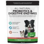 The Healthy Dog Co - Probiotic Powder for Dogs, Sprinkle On Food - Digestive Enzymes Dog Probiotics - Digestive Support Probiotics Dogs Fibre Supplement - Tummy Settlers Dogs Cats - 140g