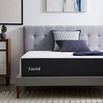 LUCID 14 Inch Memory Foam Plush Feel – Gel Infusion-Hypoallergenic Bamboo Charcoal – Breathable Cover Bed Mattress Conventional, Queen, White