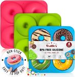 Walfos Full Size Silicone Donut Mold - 4 Inch Big Size Silicone Doughnut Pan Set, Non-Stick, Just Pop Out! Heat Resistant Up to 450°F, BPA Free and Dishwasher Safe, Makes Perfect Donut Cake, Set of 3