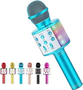 Voice Changing Karaoke Microphone for Kids Singing,5 in 1 Wireless Bluetooth Microphone with LED Lights Karaoke Machine Portable Mic Speaker Player Recorder for Home Party Birthday Gift