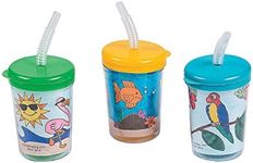 Oriental Trading 48/4203 Colour Your Own Tropical 12 Cups with Lids and Straw