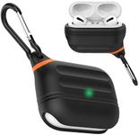 ATIMIRA for AirPods Pro 2 Case Waterproof 2019 2022, Anti-Lost Silicone Protective Cover, Wireless Charging & LED Visible, with Hook 【 US Patent Registered 】, Black