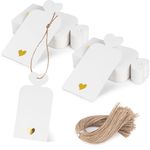 HAKACC 100PCS Paper Tags with String, Gift Labels Gold Heart Gift Tags for Presents DIY Crafts Gift Box Wrapping