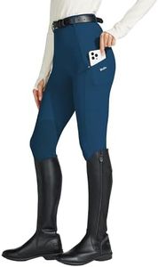 Willit Women's Horse Riding Pants Knee-Patch Equestrian Breeches Horseback Schooling Tights Zipper Pockets Peacock Blue S