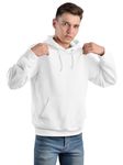 CRAZYMONK Cotton, Regular Plain White Unisex Hoodie - White, L