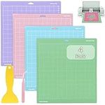 ZOCONE 4 Pack Cutting Mat for Cricut Maker/Explore 3/Air/Air2/One 12"x12" Variety Cricut Mats-StandardGrip LightGrip StrongGrip -Adhesive Cricket Cut Mats for Cricut Accessories with Scraper&Tweezers