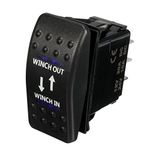 Mintice™ Car Vehicle 12V 20A Blue LED Light Rocker Toggle Switch 7Pin Winch in out Momentary Light Two