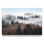 Foggy Forest Canvas Wall Art: Large Smoky Mountain Landscape Nature Picture Artwork Misty Pine Tree Scenery Photographic Prints Painting for Home Office