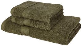 Amazon Brand - Solimo 100% Cotton 3 Piece Towel Set, 500 GSM (Olive Green)