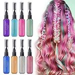 8 Colours Hair Chalk Combs, Washable Temporary Hair Colour Dye for Kids Boys Girls Women, Change Eyebrows and Eyelashes Colour, Great Gift for Carnival Birthday Cosplay Halloween Christmas