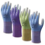 SHOWA Floreo 370 Gardening Gloves for Women & Men – 4 Pairs Multicolour Nitrile-Coated Garden Gloves with Touchscreen Grip – Lightweight, Breathable & Comfortable Fit - Large
