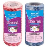 ALOUD CREATIONS Non Woven Reusable Kitchen Towel Roll - Pack of 2 (80 Pulls Per Roll, 160 Sheets) | Highly Absorbent Multipurpose Washable Tissue Rolls For Wipes, Spills and Cleaning Kitchen Slabs