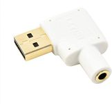 CABLESETC USB External Sound Card Adapter Angled Stereo 3.5mm Aux TRRS Headphone Microphone Jack CTIA Audio Mic for PS4 Windows Mac Linux Laptop (Plug and Play) Not for TV/Car (White-1pc)