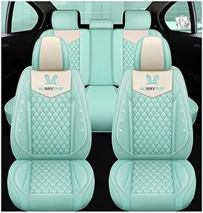 OUTOS Luxury Leather Auto Car Seat Covers 5 Seats Full Set Universal Fit (Light Green)