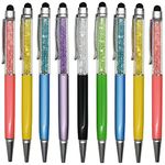 Maydahui 12PCS Crystal Diamond Capacitive Ballpoint Pens Universal Touch Screen Stylus Pen Retractable 2 in 1 Pens Black Ink for School Party Office