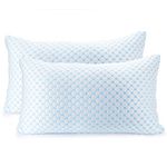 Clara Clark Cooling Pillows for Sleeping - Memory Foam Pillows - Luxury Gel Pillow with Reversible Cover Cool to Velvety - Breathable Bed Pillows for Side Sleepers - King - 18 x 36-2 Pack