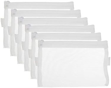 HYFAN Zipper Files Bag Breathable Transparent Mesh Documents Pocket Pouch Storage for Office School Supplies (White, A5 Size, Pack of 6)