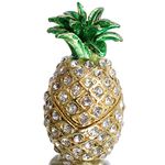 Waltz&F Bejeweled Pineapple Trinket Box Hand Painted Collectible Figurines Decor Ornaments with Crystals