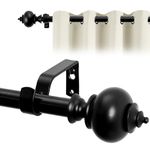 Deconovo Sturdy Metal Curtain Poles 122-213cm with Brackets and Stylish Finial, Adjustable Voile Curtain Poles for Door Way, Heavy Duty Splicing Curtain Rod, Black