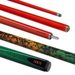 PowerGlide Snooker Pool or Billiard Cue | Ignis | Carbon Fibre & Fibreglass | Ultra Smooth High Gloss Orange & Green | 2-Piece 50/50 Joint | Full Size 57" | 10mm Tip | Asstd Weights 18oz & 19oz
