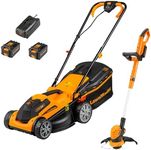 LawnMaster MX 24V Cordless 34cm Lawnmower and 25cm 3-in-1 Grass Trimmer - Rear Roller, Cutting and Edging, 2x MX 24V 4.0Ah Lithium Ion Batteries and Fast Charger (34cm Mower & Trimmer)